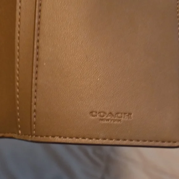 COACH Brown Signature Floral Continental Wallet with Orange & Yellow Blooms - Picture 13 of 14